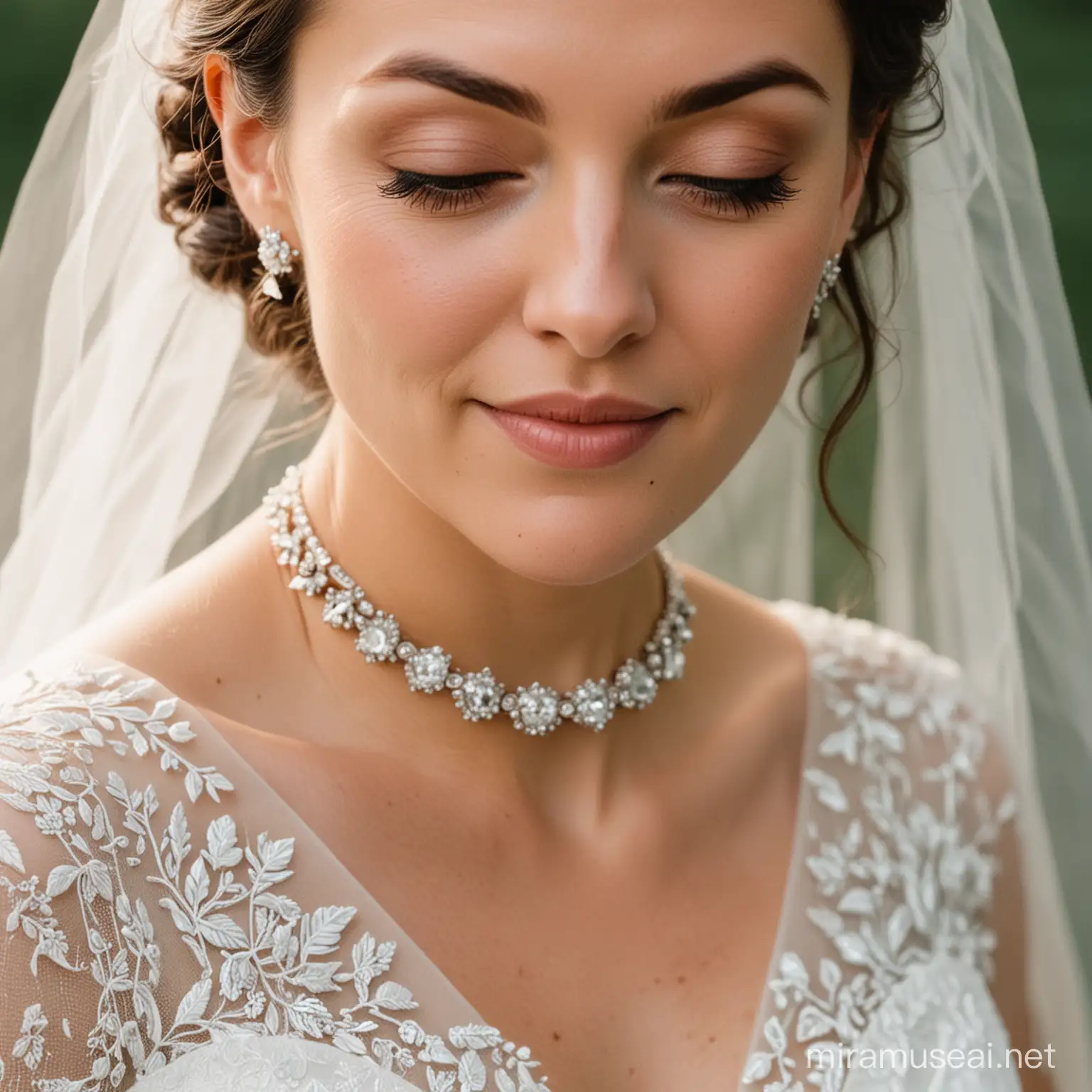 bride wearing heirloom jewelry 