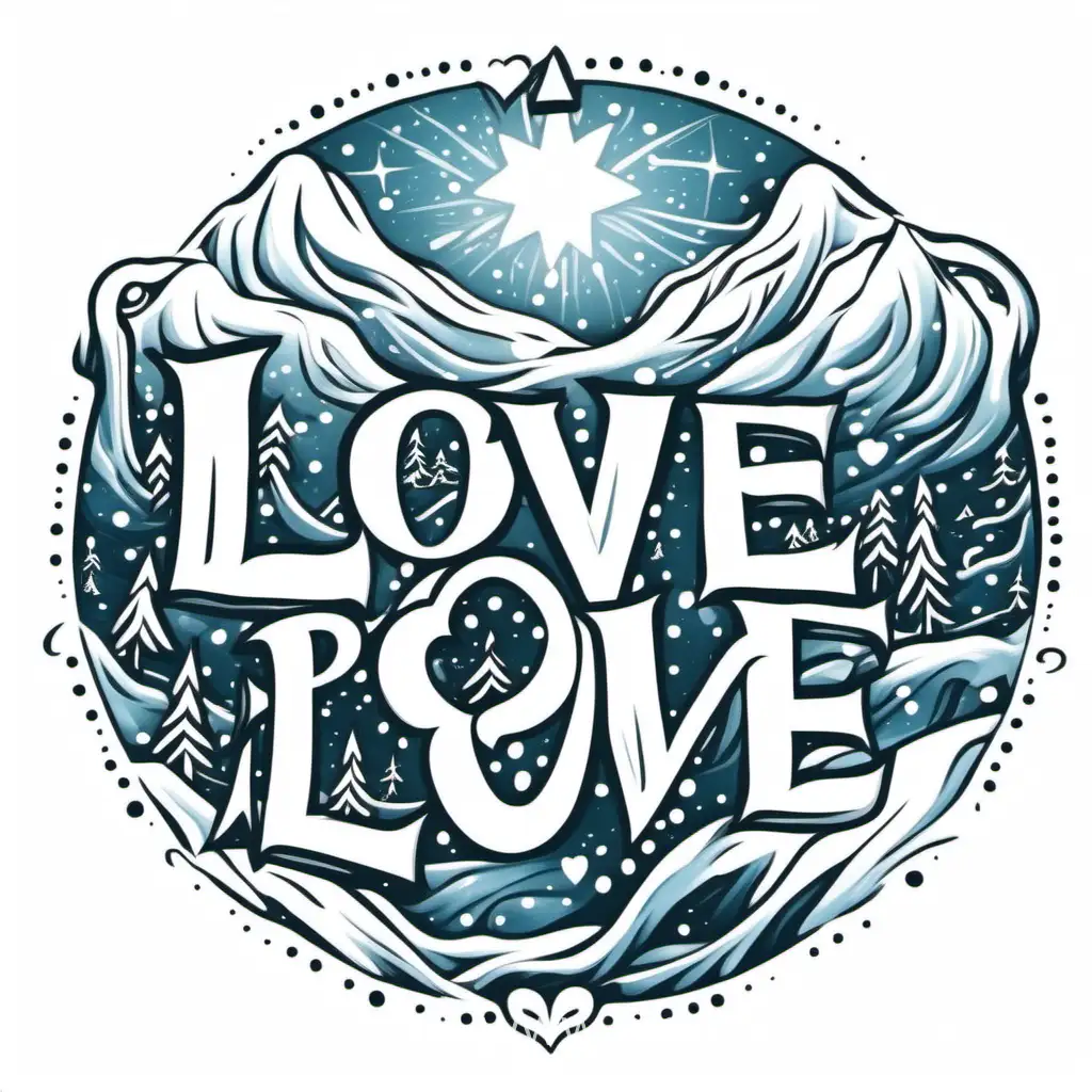 Нарисуй лаготип Love в холодном стиле и на северном полюсе