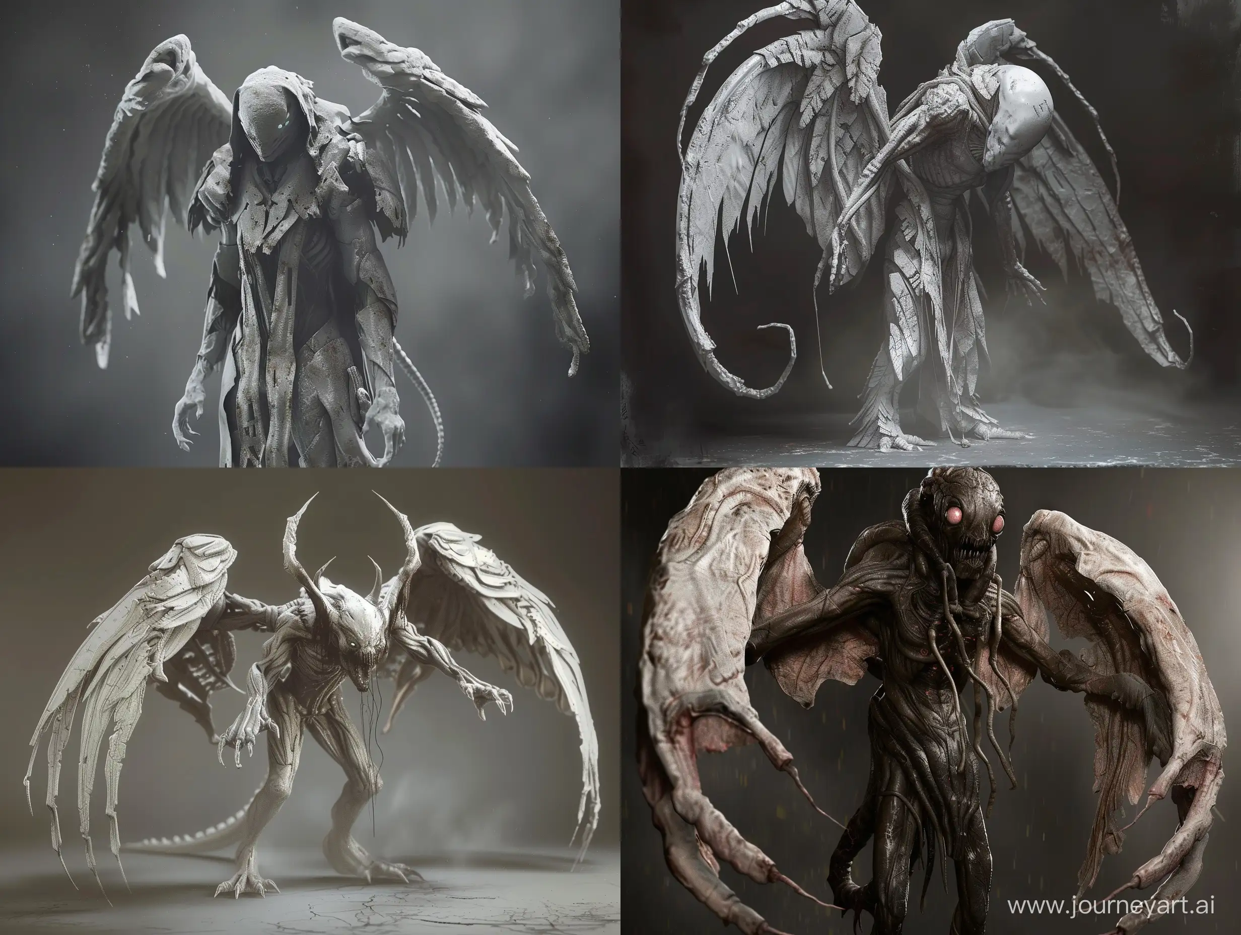 Concept art, clicker tlou hybrid, zbrush sculpt, eyesless angel scp creature, ,kaiju creature, dark fantasy art