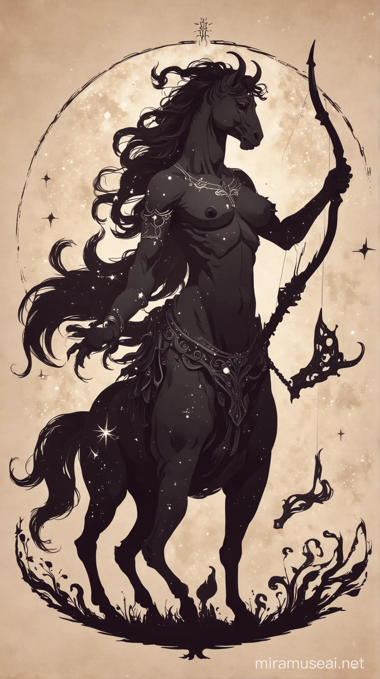 Flat Sagittarius Zodiac Centaur Illustration Silhouette Art