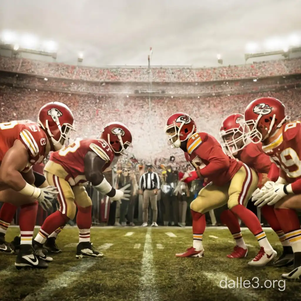 superbowl fifty three chiefs versus forty-niners epic battle scene