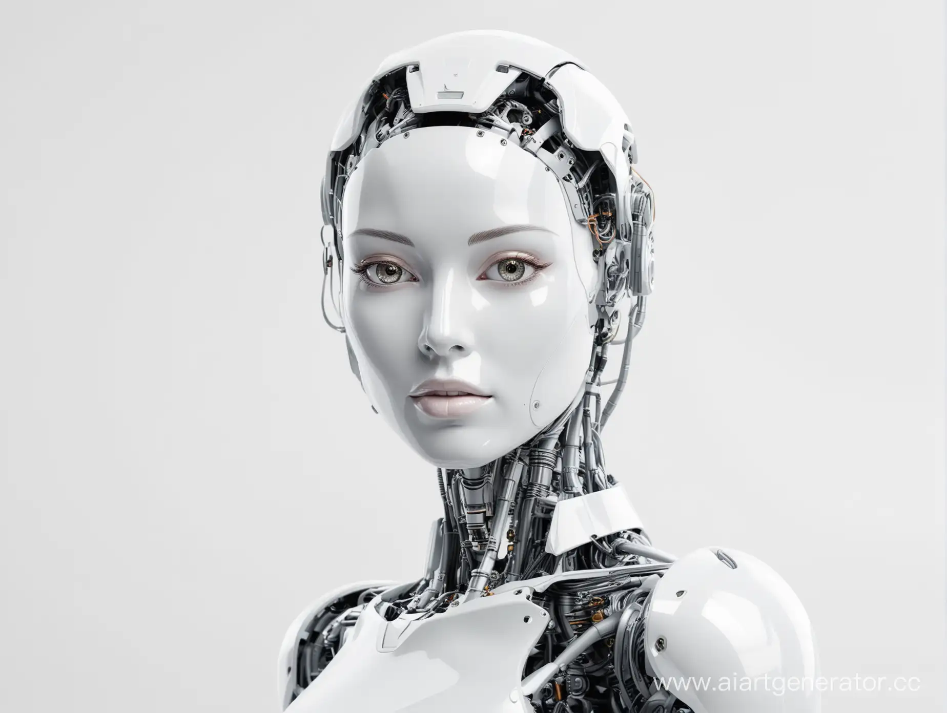 Robotic-Woman-Figure-Against-a-Pure-White-Background