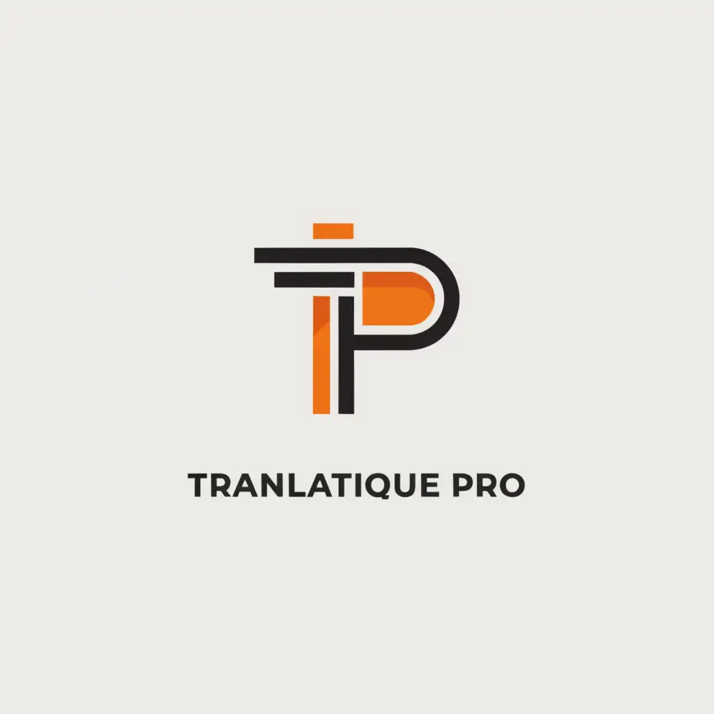 a logo design,with the text "Translatique Pro", main symbol:T/P,Moderate,clear background