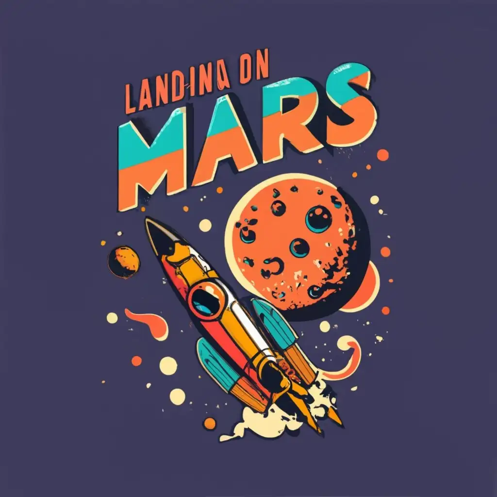logo, Mars, with the text "Landing on Mars", typography, be used in Travel industry