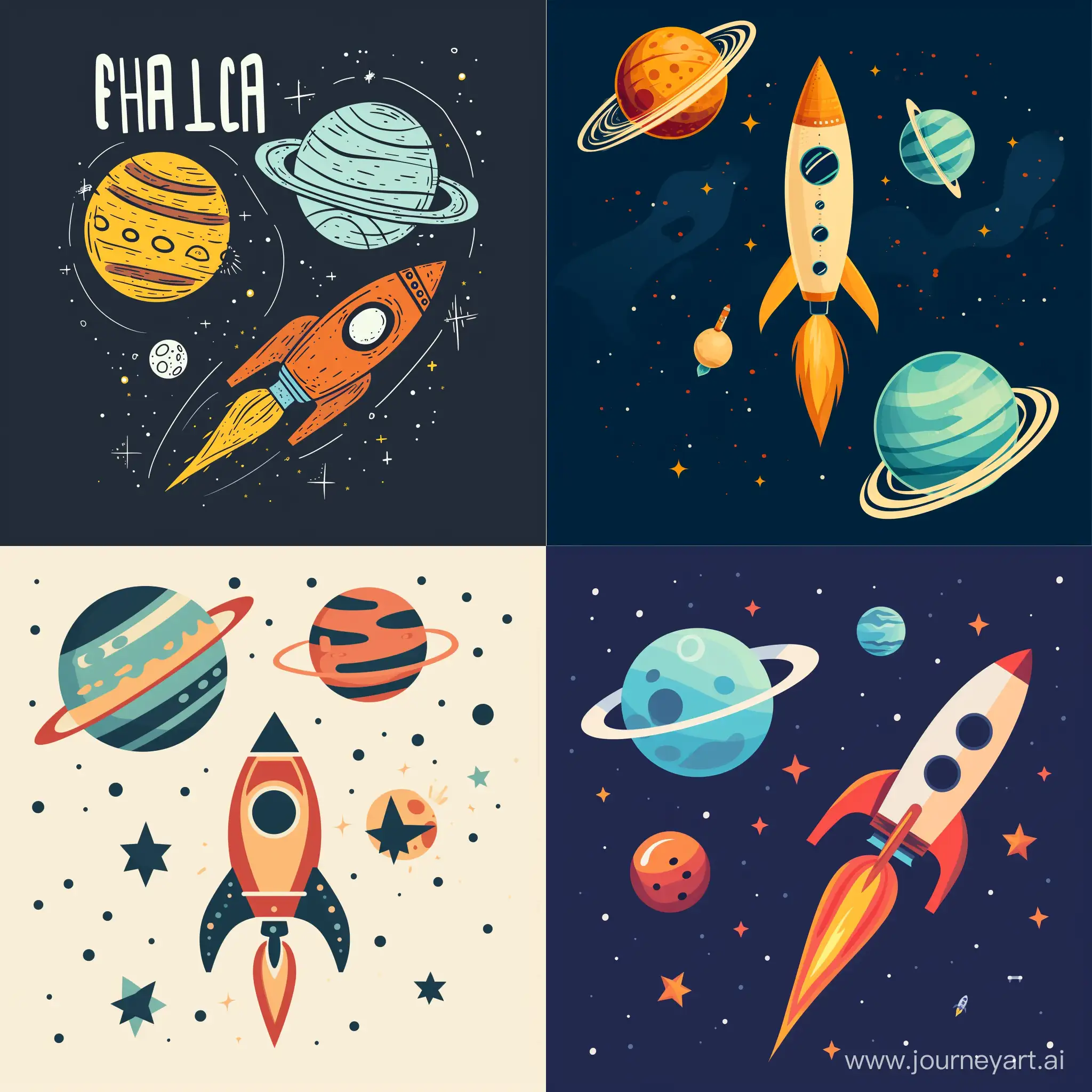 School-Logo-Background-Cosmic-Serenity-with-Planet-and-Rocket