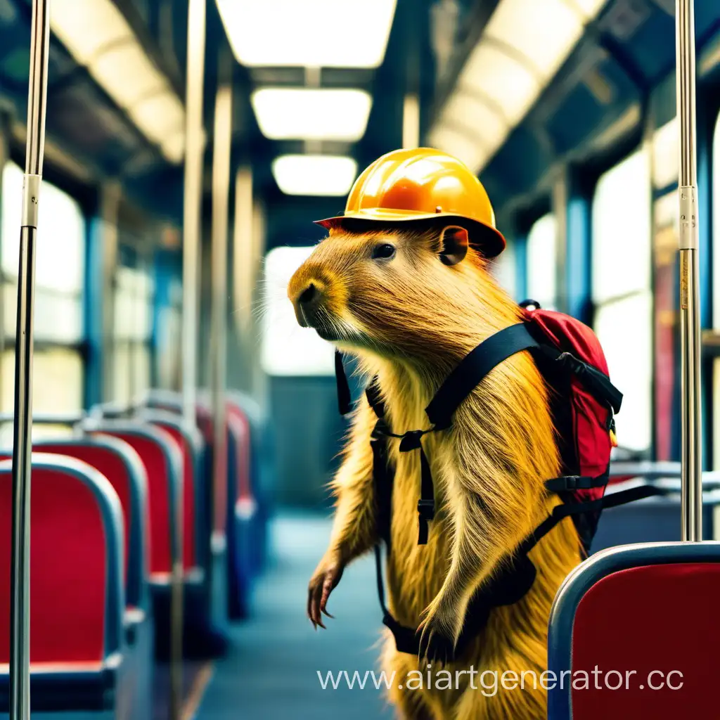 AdventureReady-Capybara-on-a-Train-with-Helmet-Climbing-Ropes-and-Backpack