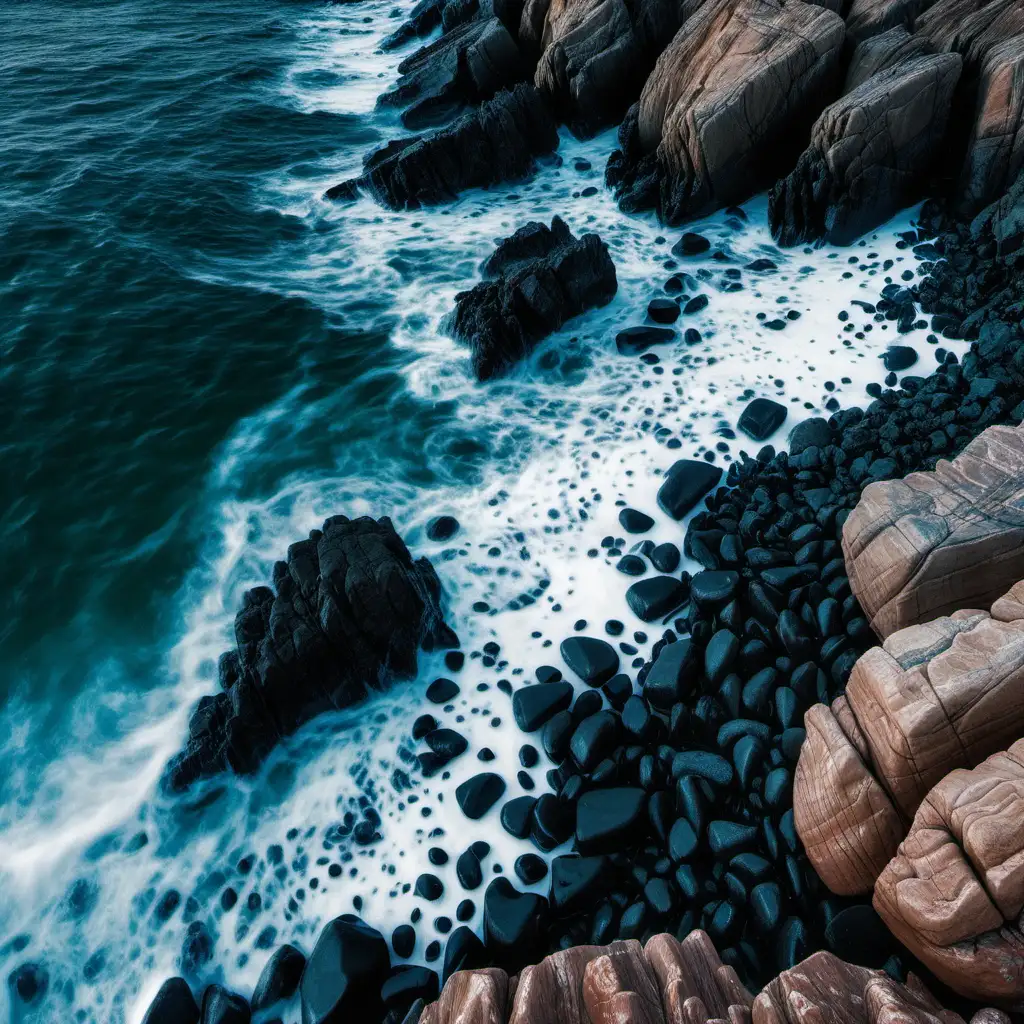 Rocky Shoreline by the Ocean Serene Coastal Scene with Rocky Beach