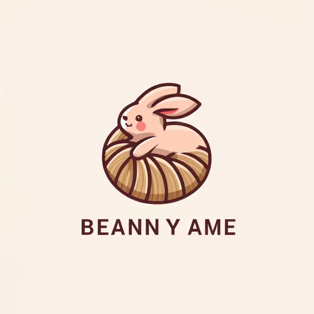 a logo design,with the text "Yarnmade bunny", main symbol:A cute bunny combined with a ball of yarn with a soft beige/pink color palette,Moderate,clear background