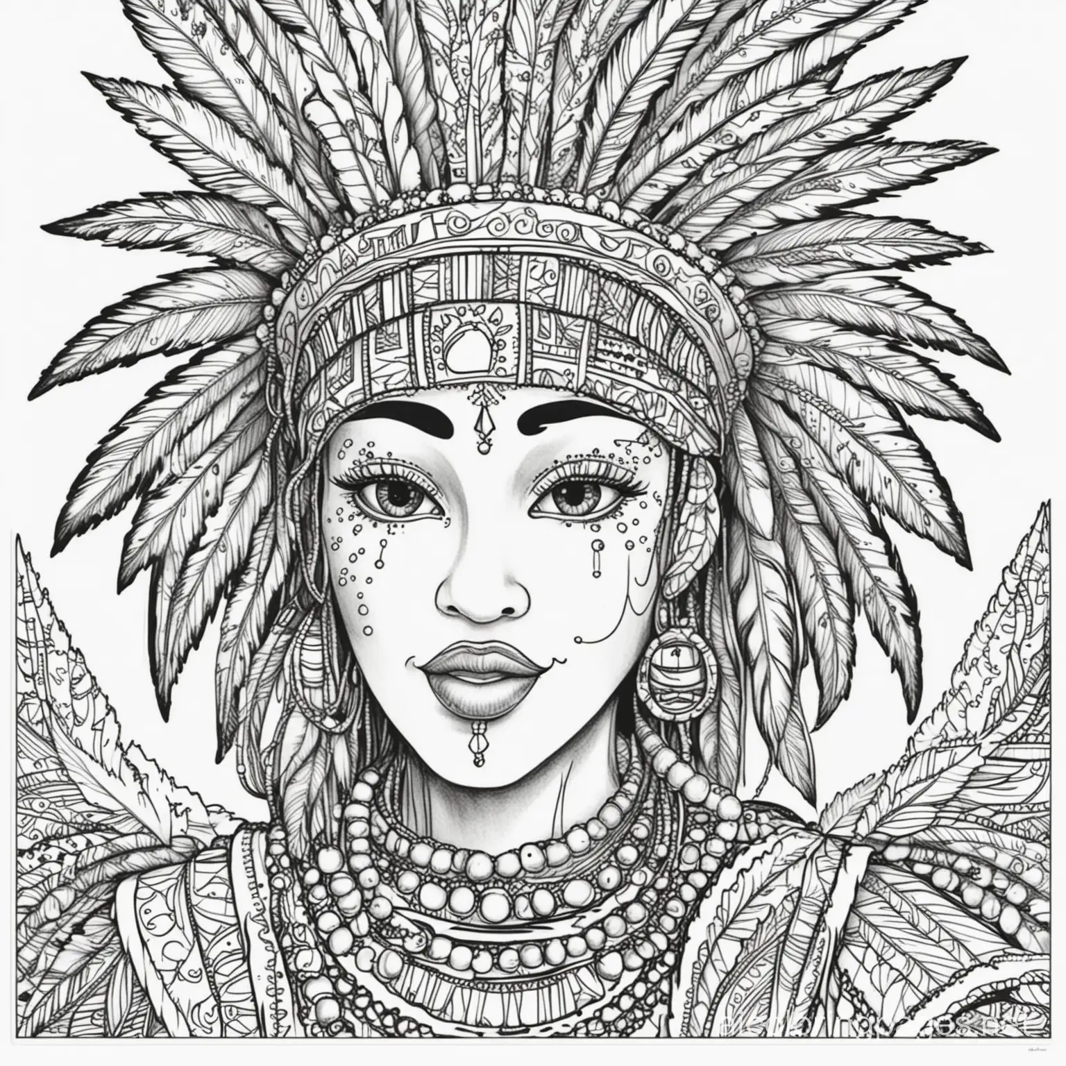 Jamaican Caribbean carnival, Coloring Page, black and white, line art, white background, Simplicity, Ample White Space. The background of the coloring page is plain white to make it easy for young children to color within the lines. The outlines of all the subjects are easy to distinguish, making it simple for kids to color without too much difficulty