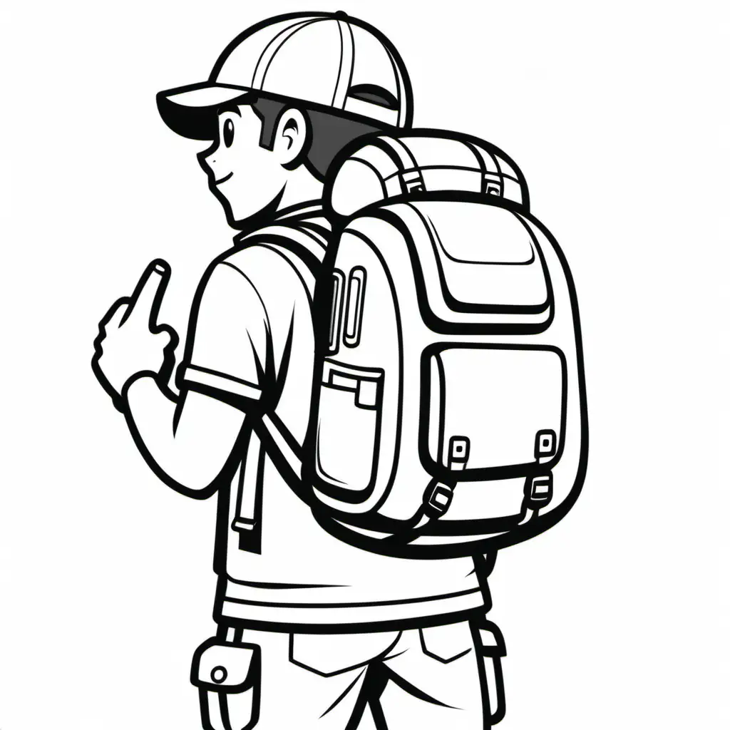 KidFriendly Coloring Page Video Game Character with Backpack Inventory