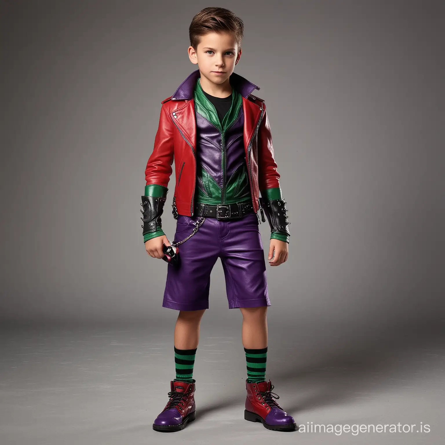 Intimidating-Purple-Villain-Outfit-for-an-8YearOld-with-Cool-Leather-Shorts