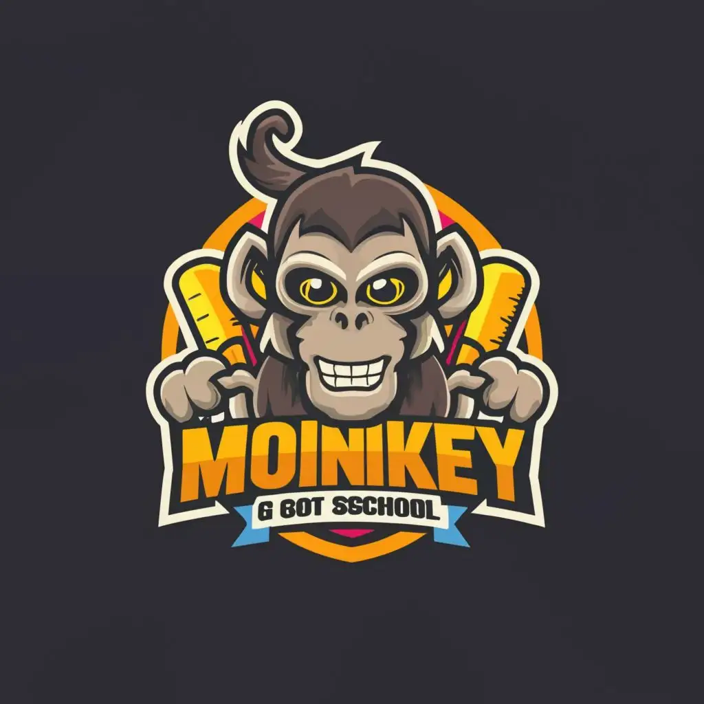 LOGO-Design-For-Monkey-Go-to-School-Playful-Typography-with-Monkey-Skull-Text-for-Events-Industry