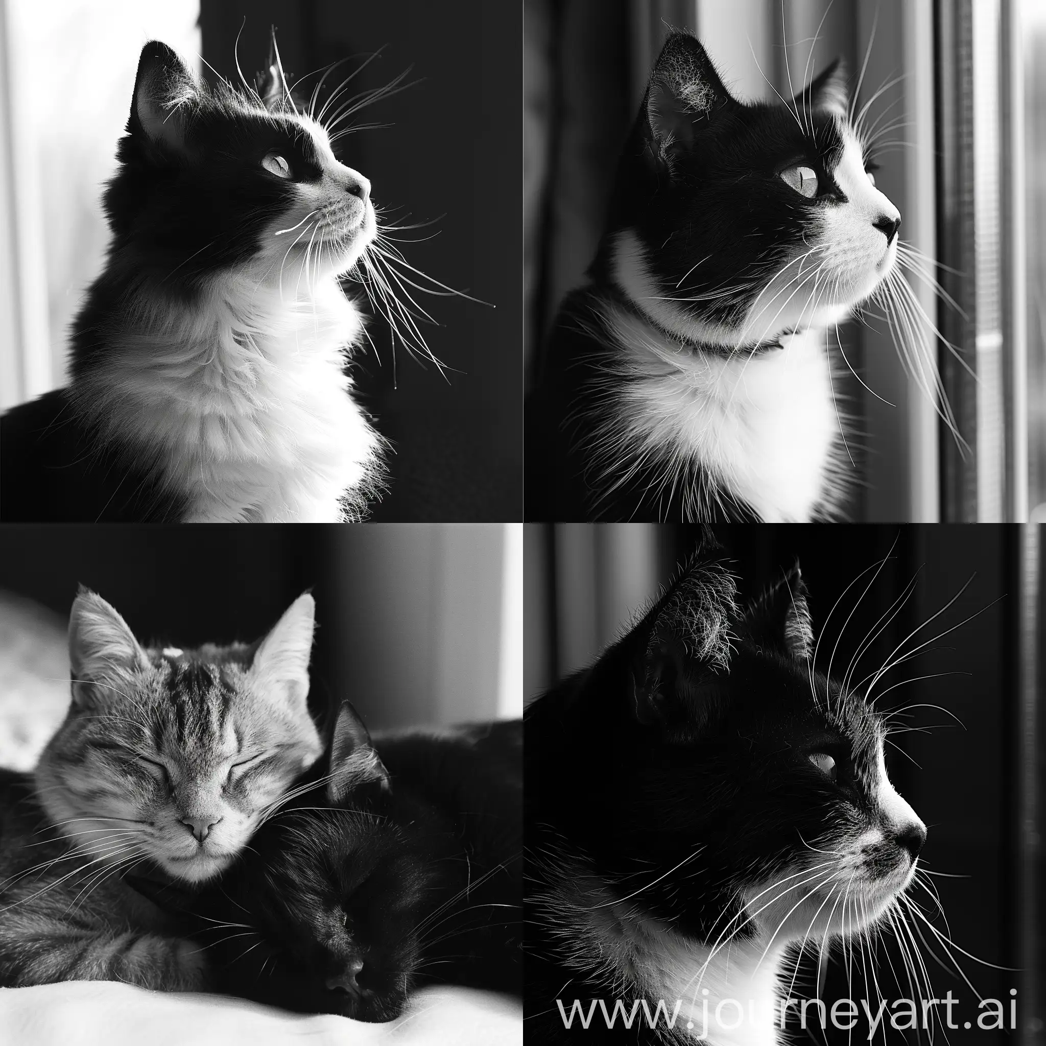 cats, black and white, high contrast