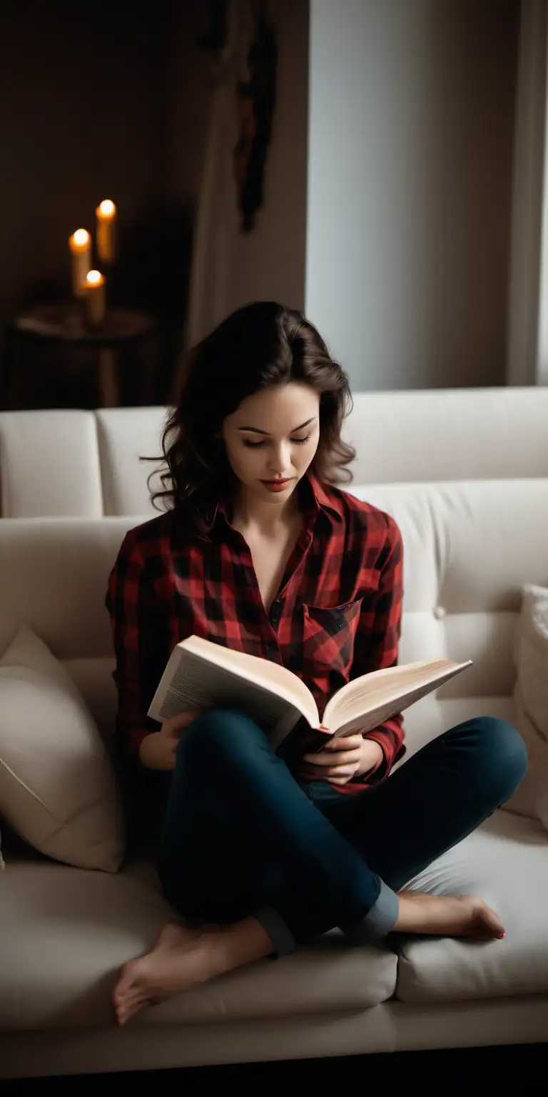 Tranquil Reading Serene Woman Immersed in Literary Escape