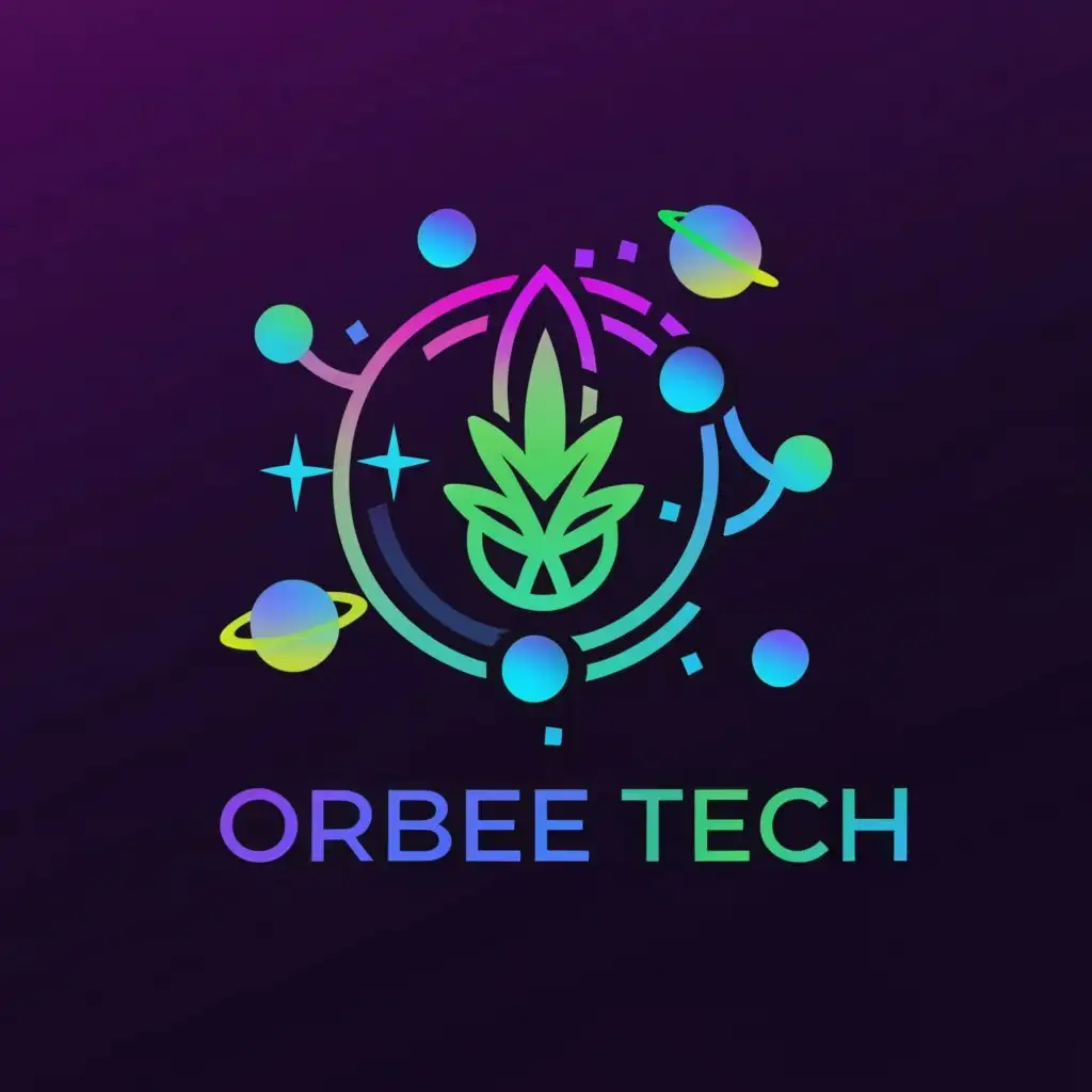 a logo design,with the text "Orbee Tech", main symbol:Cannabis seeds sprout in magic water beads in galaxy,Moderate,clear background