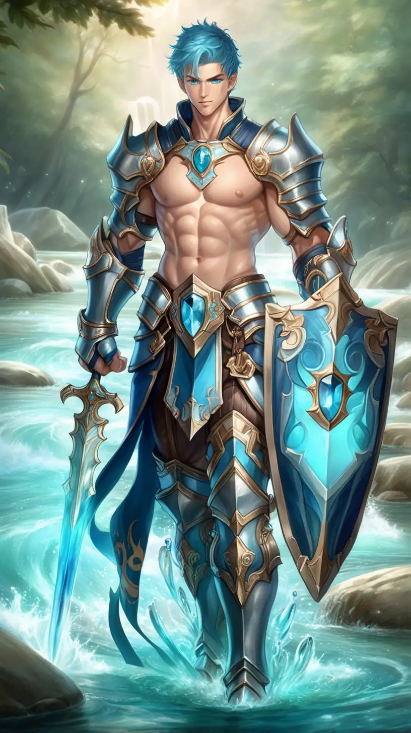 Enchanting AquamarineEyed Knight in Sensual Pose
