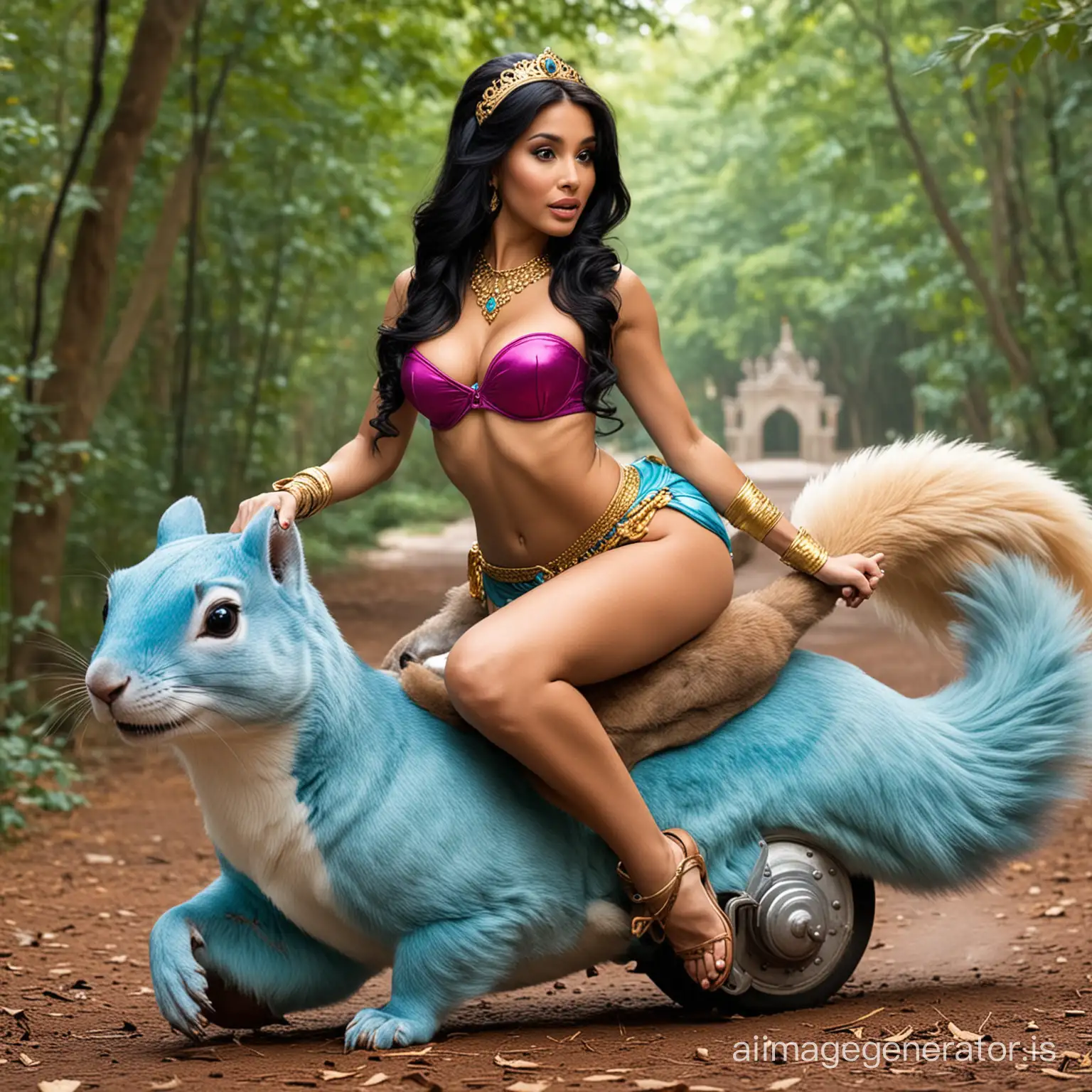 Enchanting-Princess-Jasmine-on-SquirrelDrawn-Sleigh-Ride