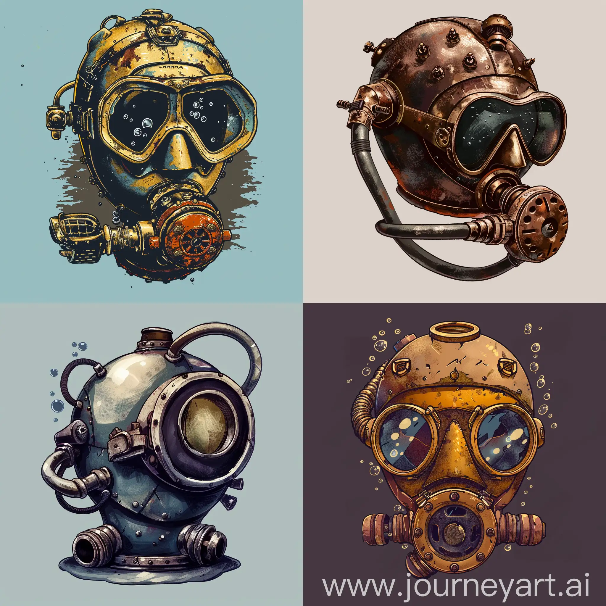 diving helmet illustration, hannah webb style