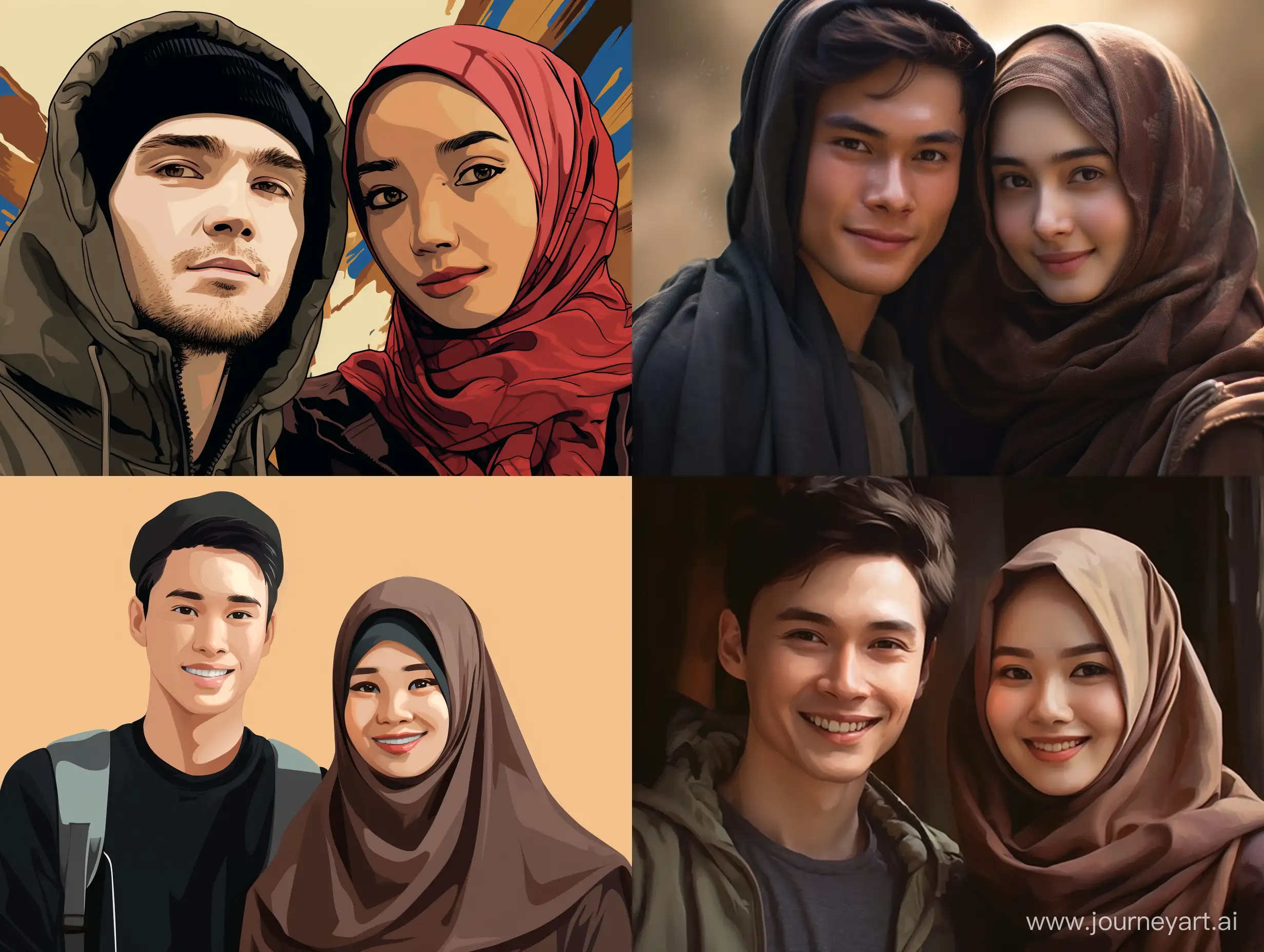 Young-Indonesian-Hijabi-Couple-in-Cultural-Attire