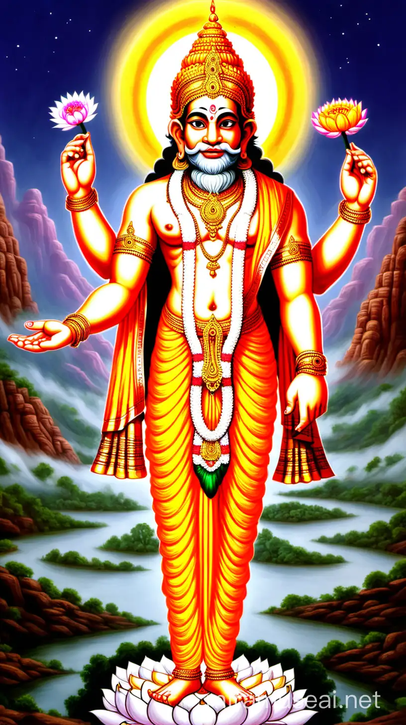 Divine Lord Brahma in Cosmic Splendor