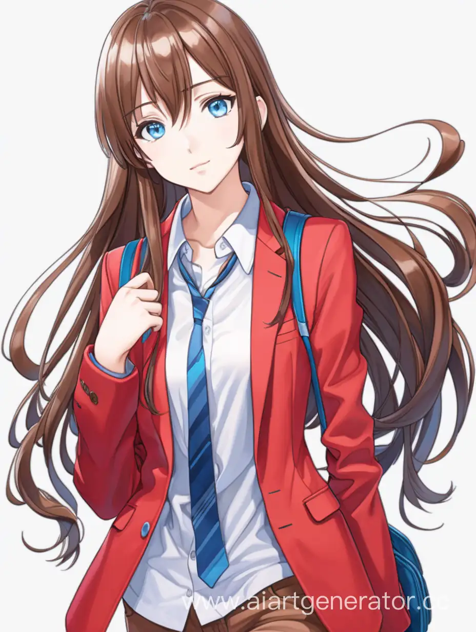 Anime-Style-Slim-Student-Girl-with-Long-Bright-Brown-Hair-in-Red-Business-Jacket