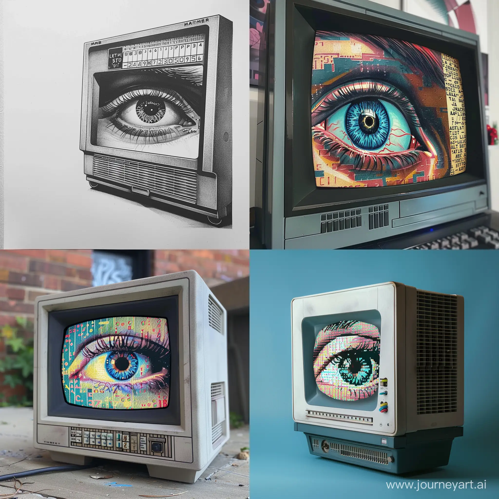 Realistic-Tattoo-Design-of-IBM5150-with-ASCII-Art-Eye-on-the-Screen