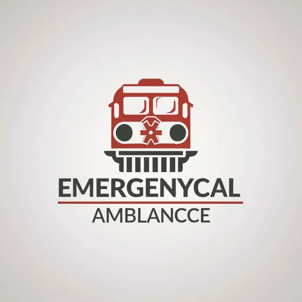 a logo design,with the text "Emergency Call ambulance", main symbol:Train AMBULANCE,Minimalistic,be used in Events industry,clear background
