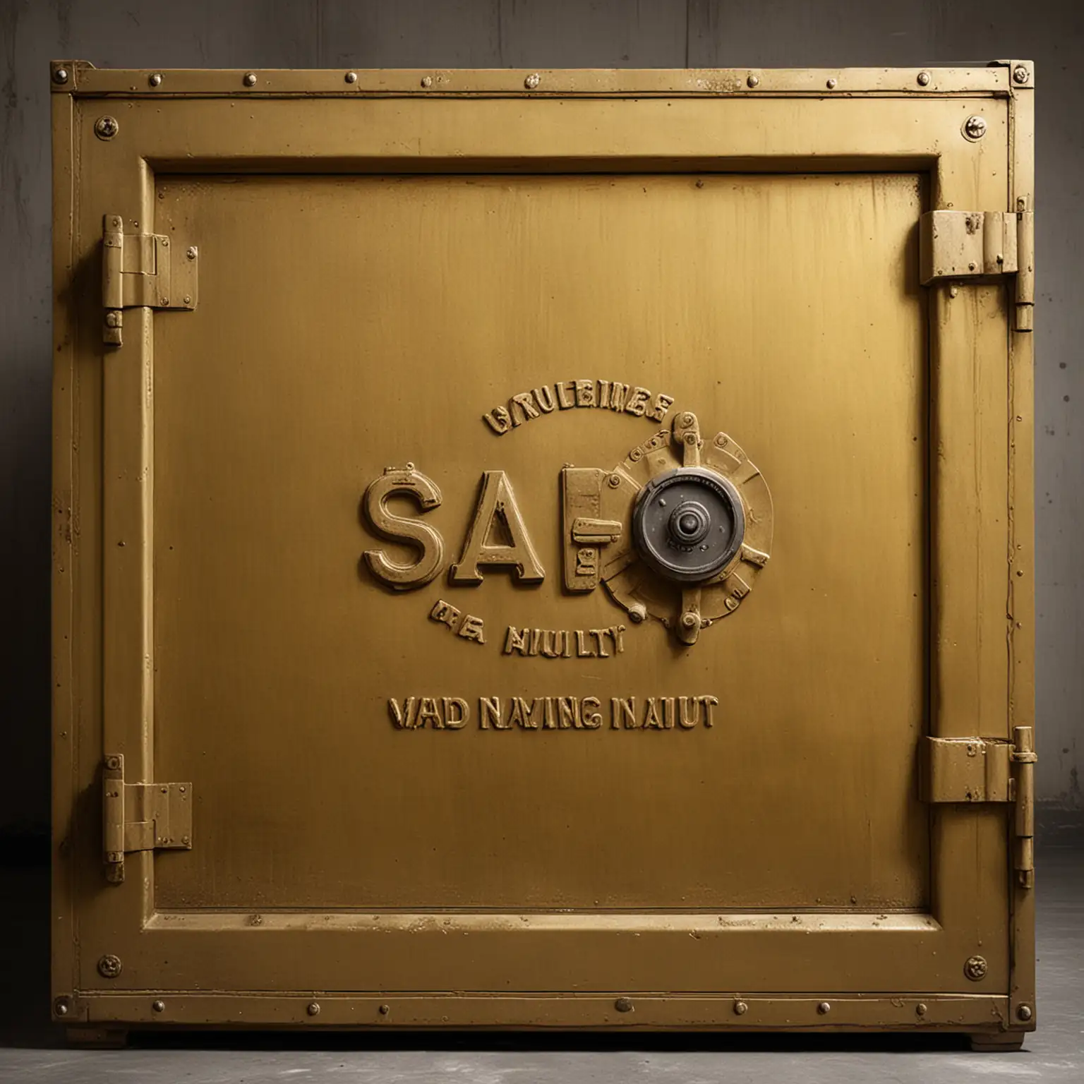 Luxurious Golden Vault with Engraved Inscription Secure Storage for Valuables