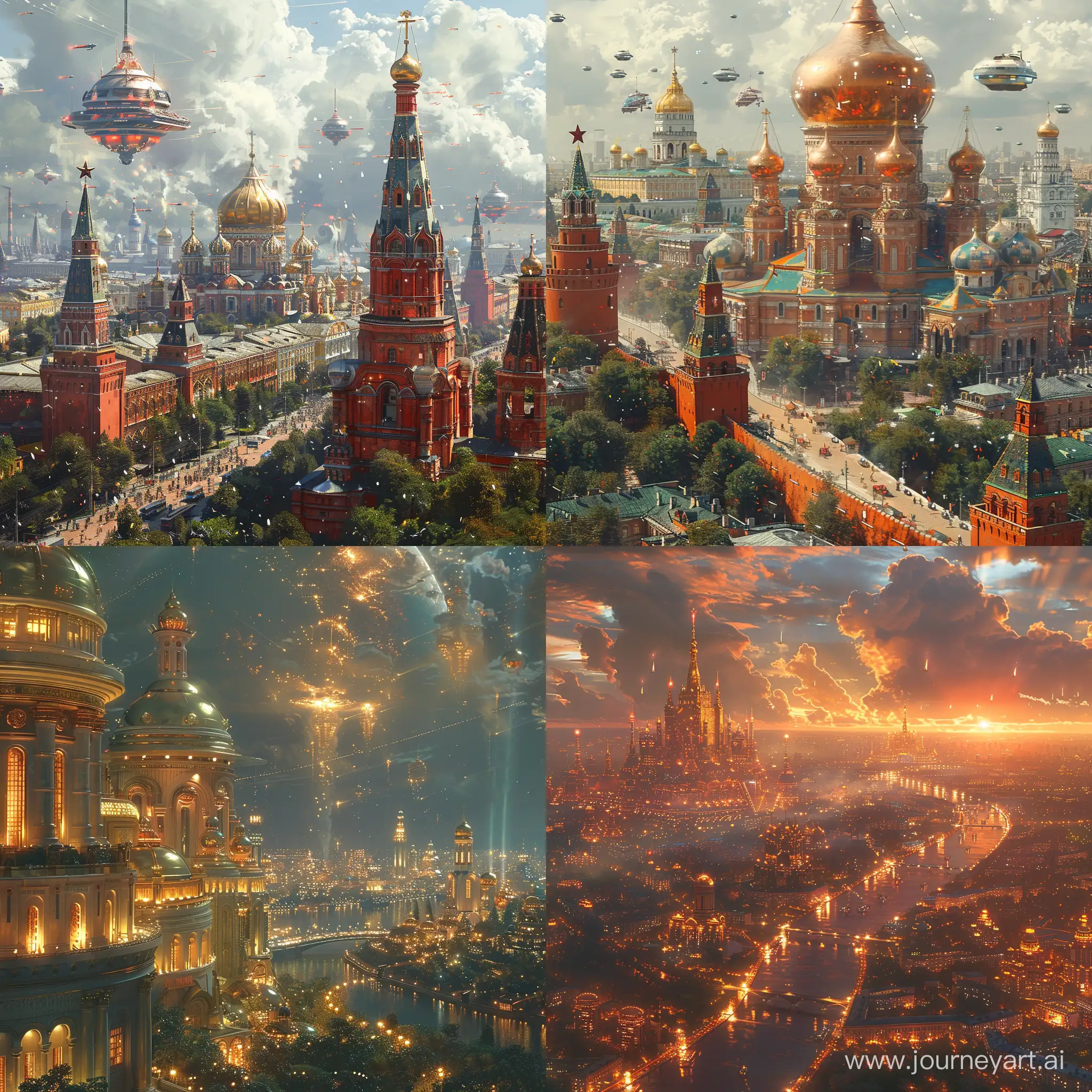Futuristic sci-fi high-tech Moscow, utopian postcyberpunk --stylize 1000
