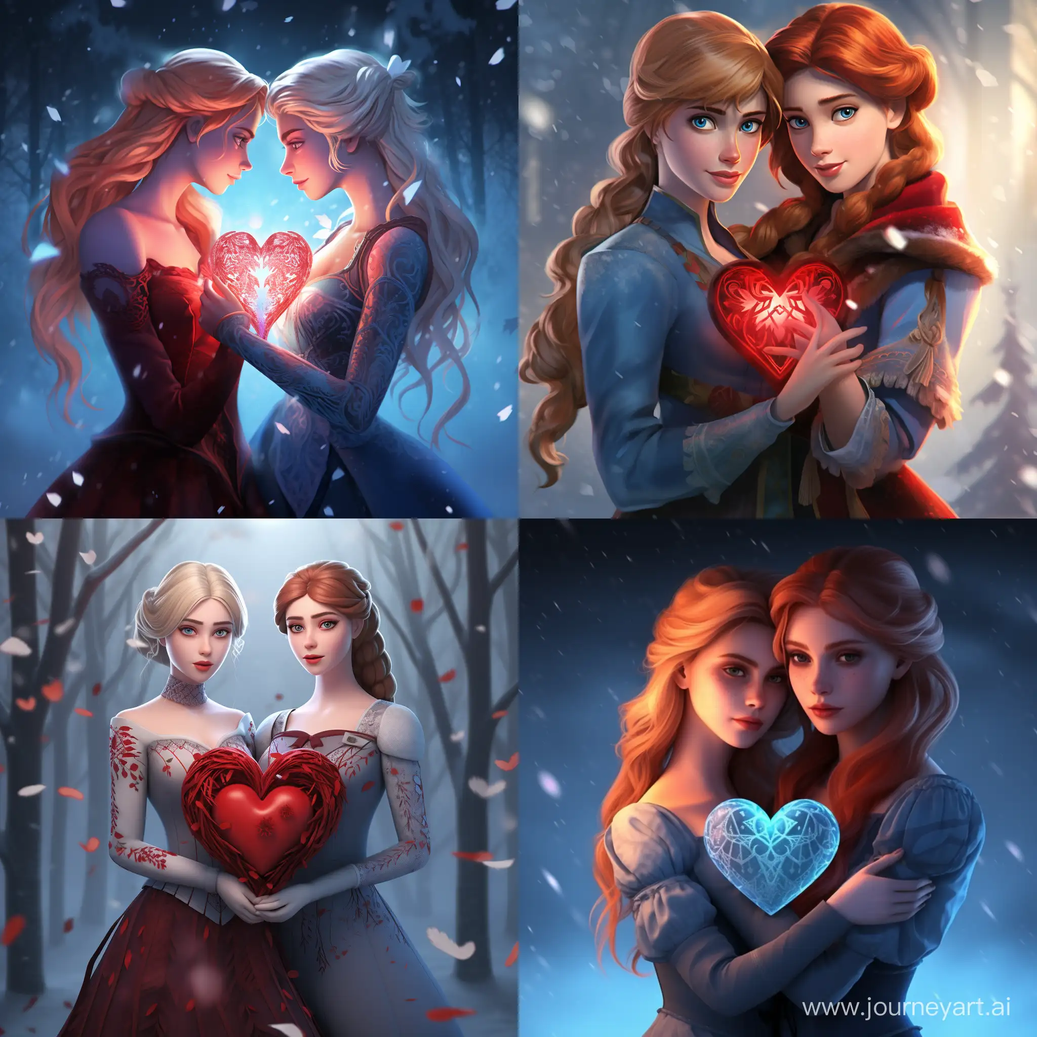 Elsa-and-Anna-Embracing-in-Frozen-Heart-Duet
