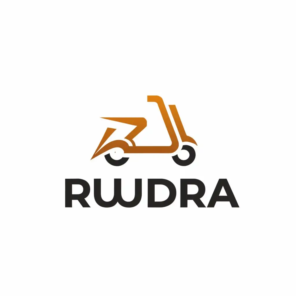 a logo design,with the text "Rudra", main symbol:Electric scooter,Moderate,be used in Technology industry,clear background