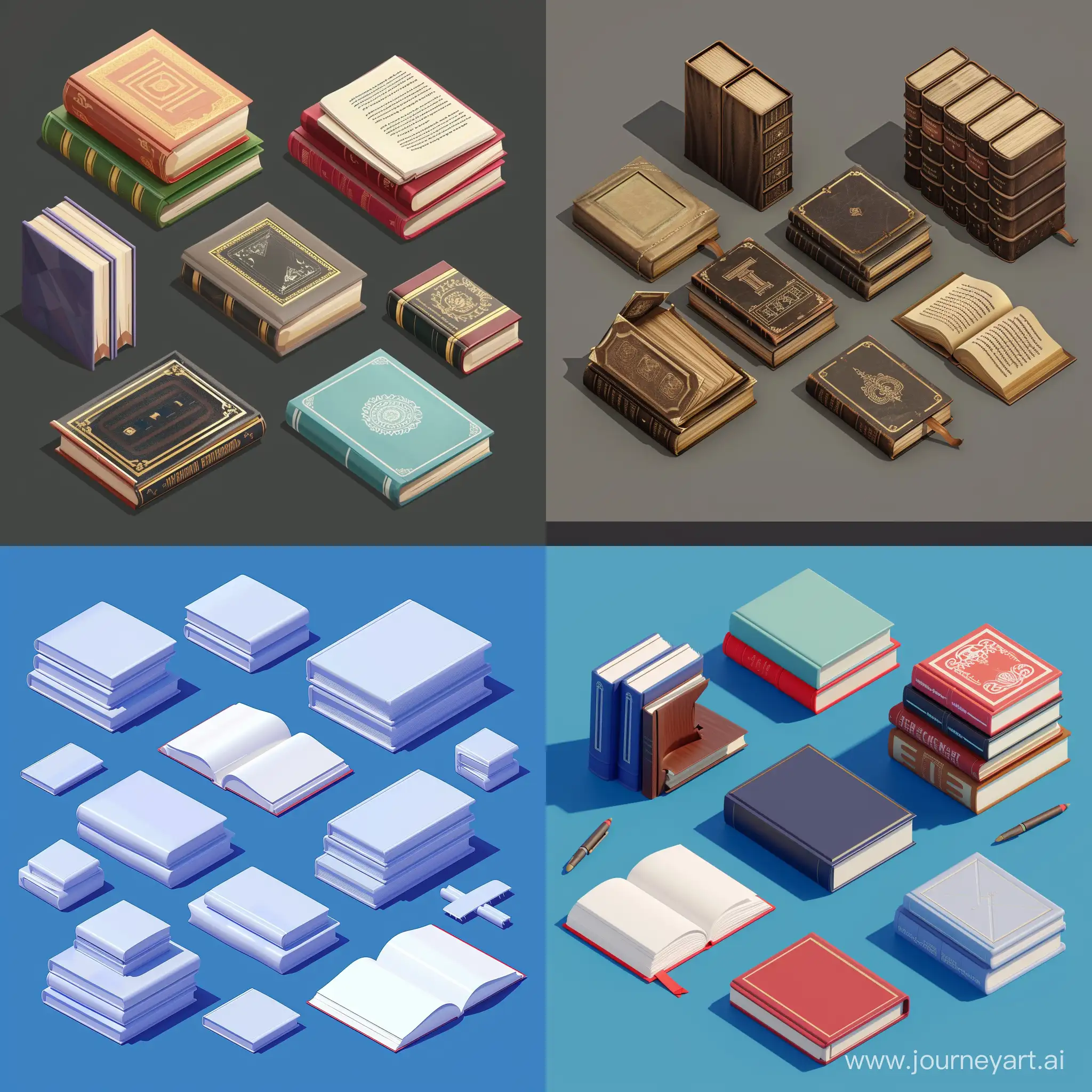 Isometric-Detailed-Book-Set-in-Realistic-3D-Render