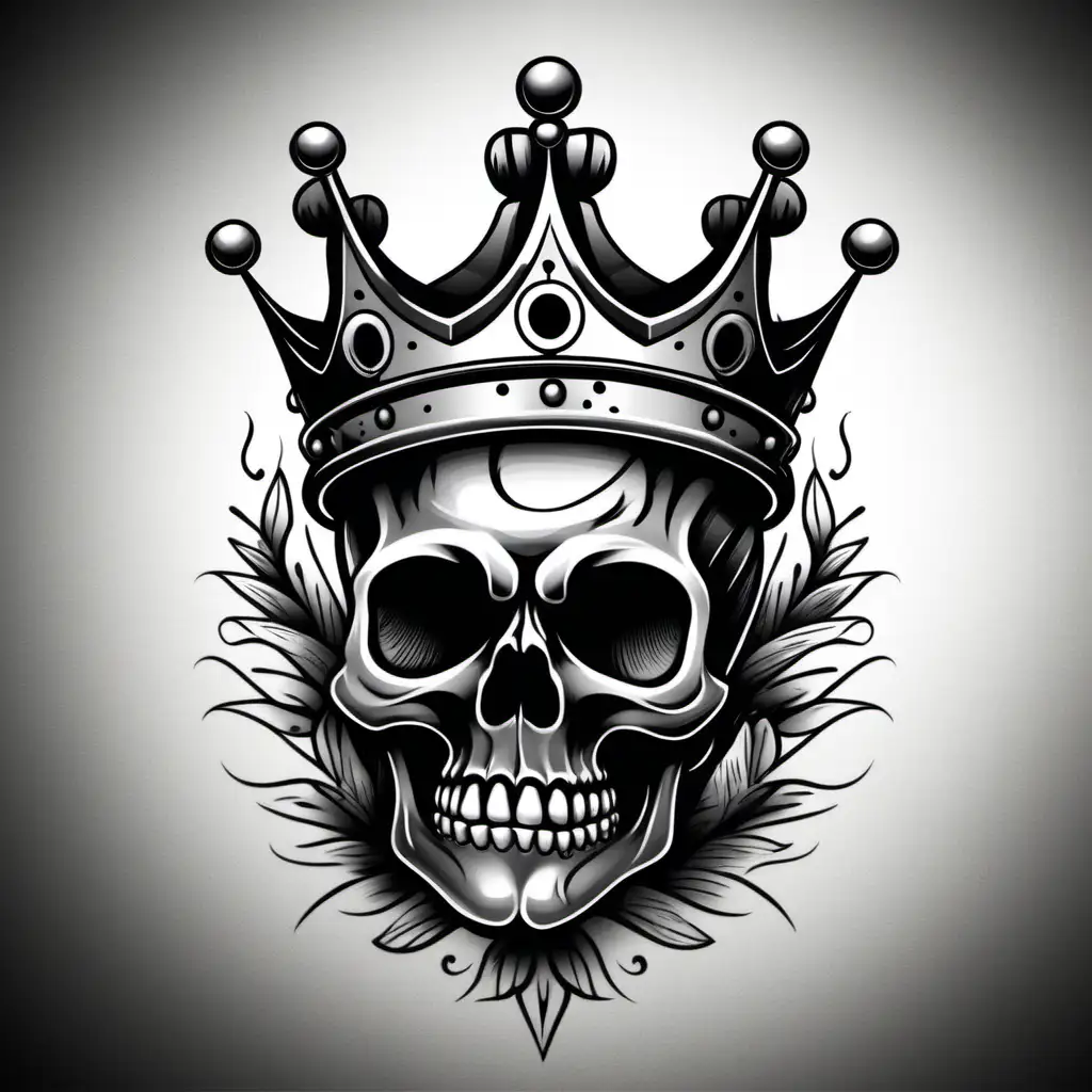 create a logo for a tattoo studio, skull wearing a crown, name : STUDIO 44, description : body art gallery, black and grey