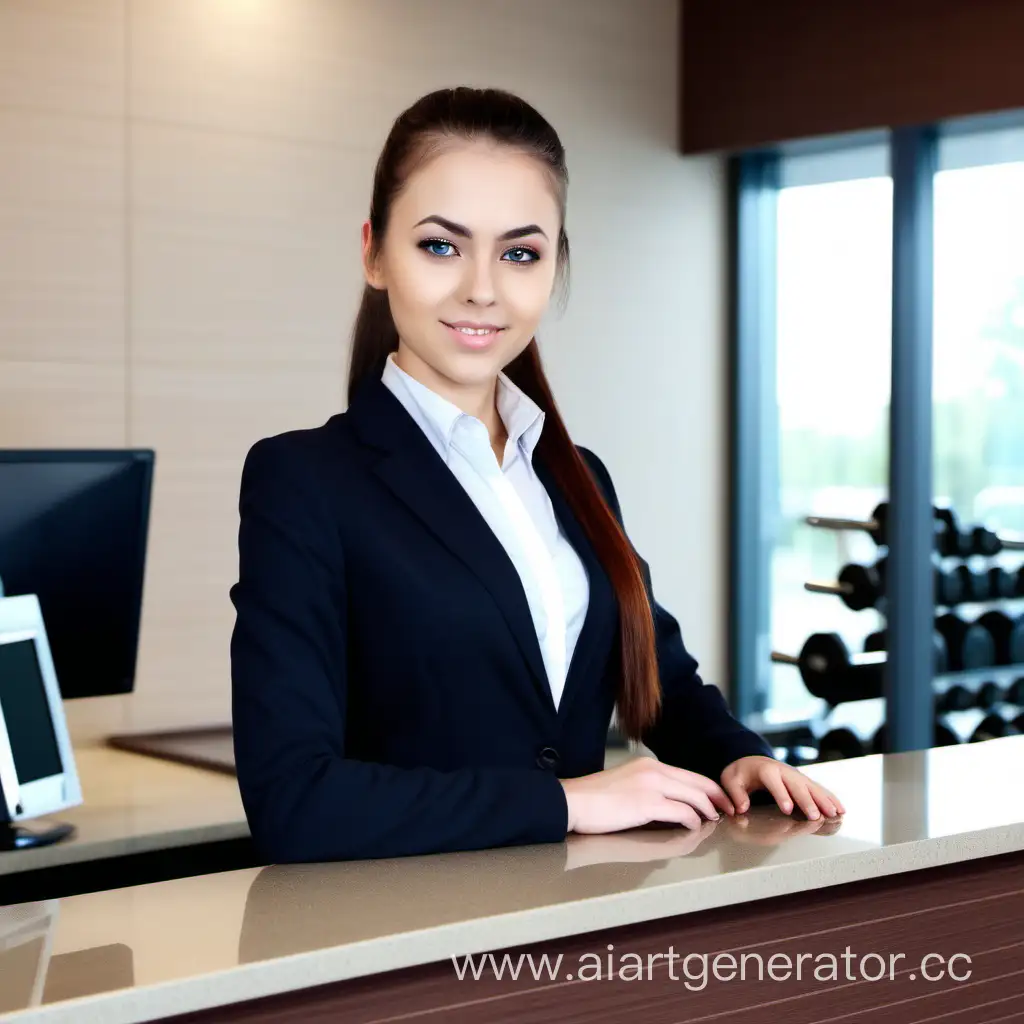 Elegant-Fitness-Club-Receptionist-Welcoming-Guests-with-a-Smile