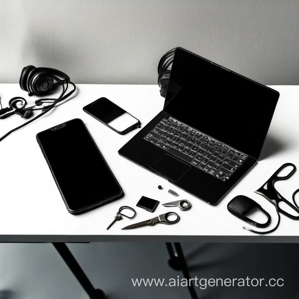 Black-Phone-and-Laptop-on-Repair-Table