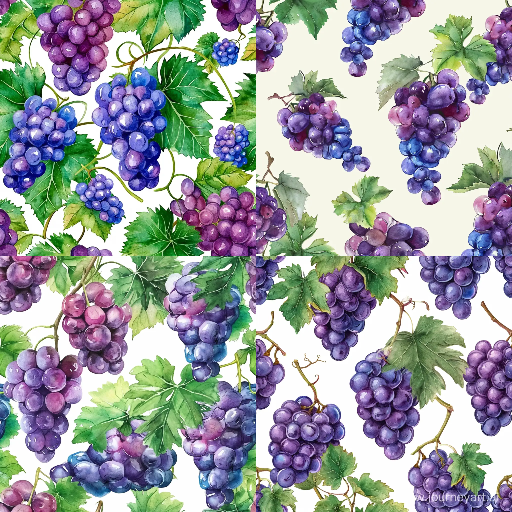 grape unique watercolor seamless pattern