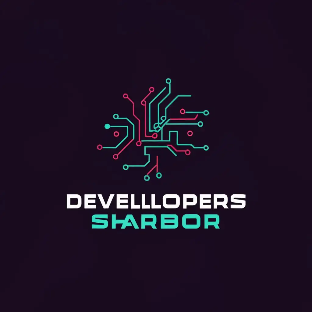 a logo design,with the text "DevelopersHarbor", main symbol:motherboard,complex,be used in Technology industry,clear background