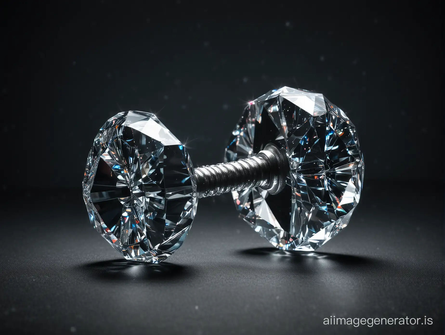 diamond sparkling dumbbell on dark background, drop, premium
