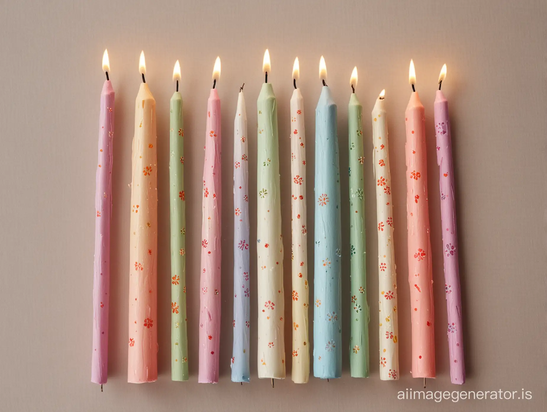 thin candles painted for Easter