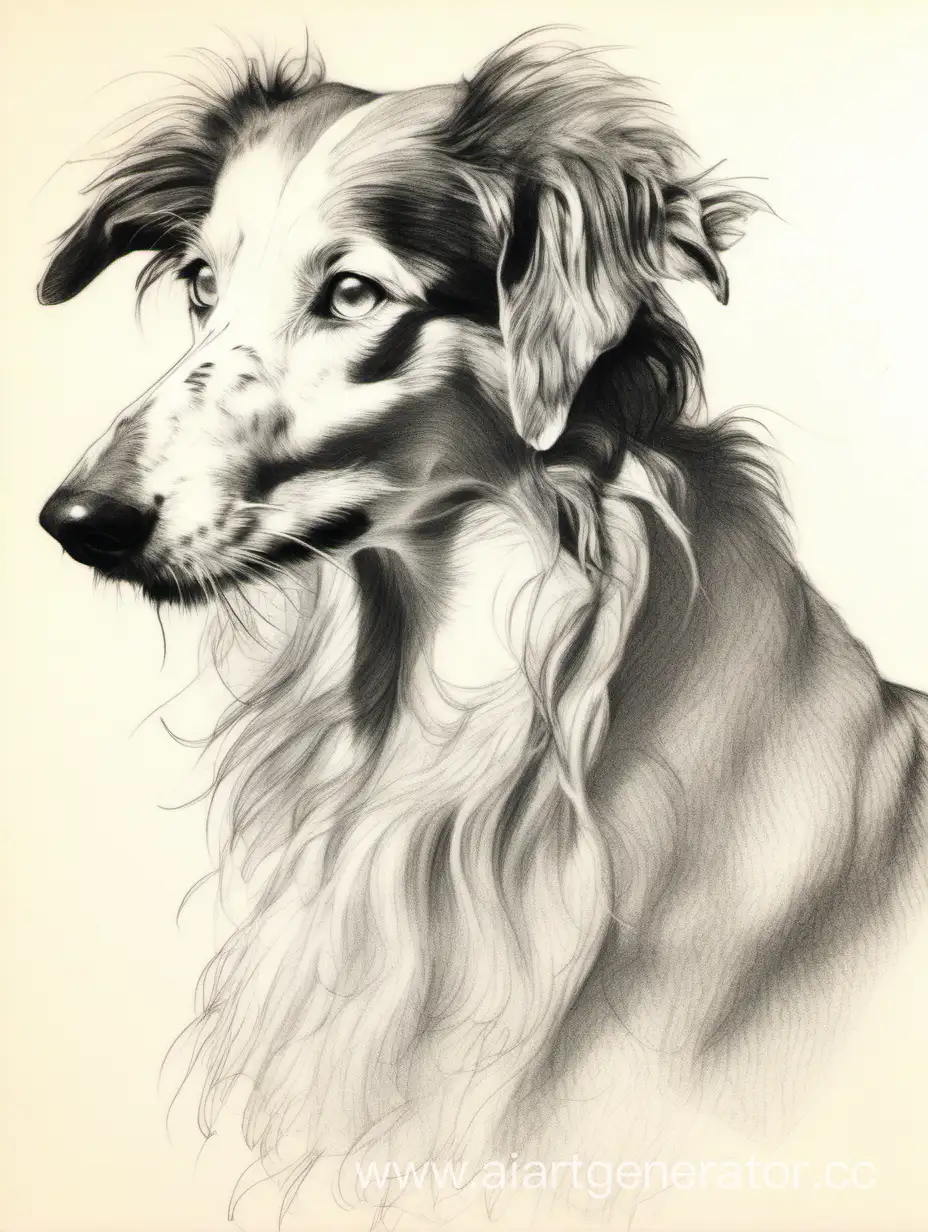 Elegant-Borzoi-Dog-in-Detailed-Pencil-Sketch-Artwork