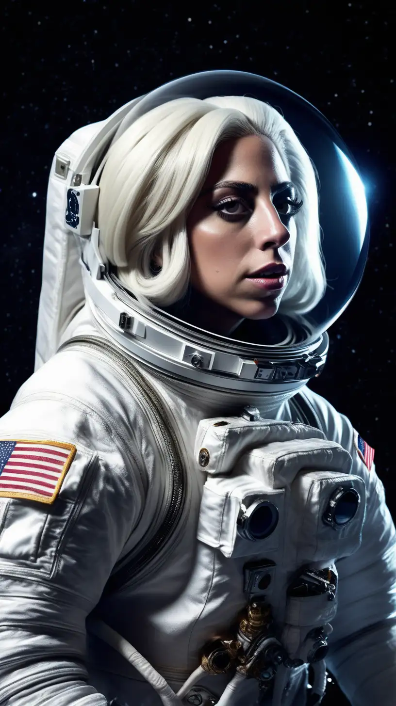 Ultra Realistic Lady Gaga Astronaut in Space 4K HD Image