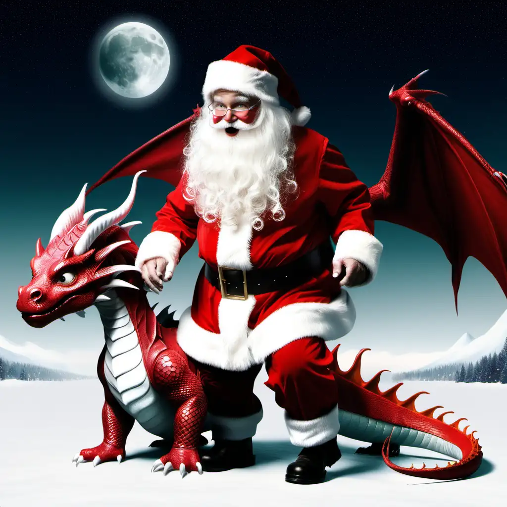 Santa Claus and Dragon Baby Spreading Holiday Cheer