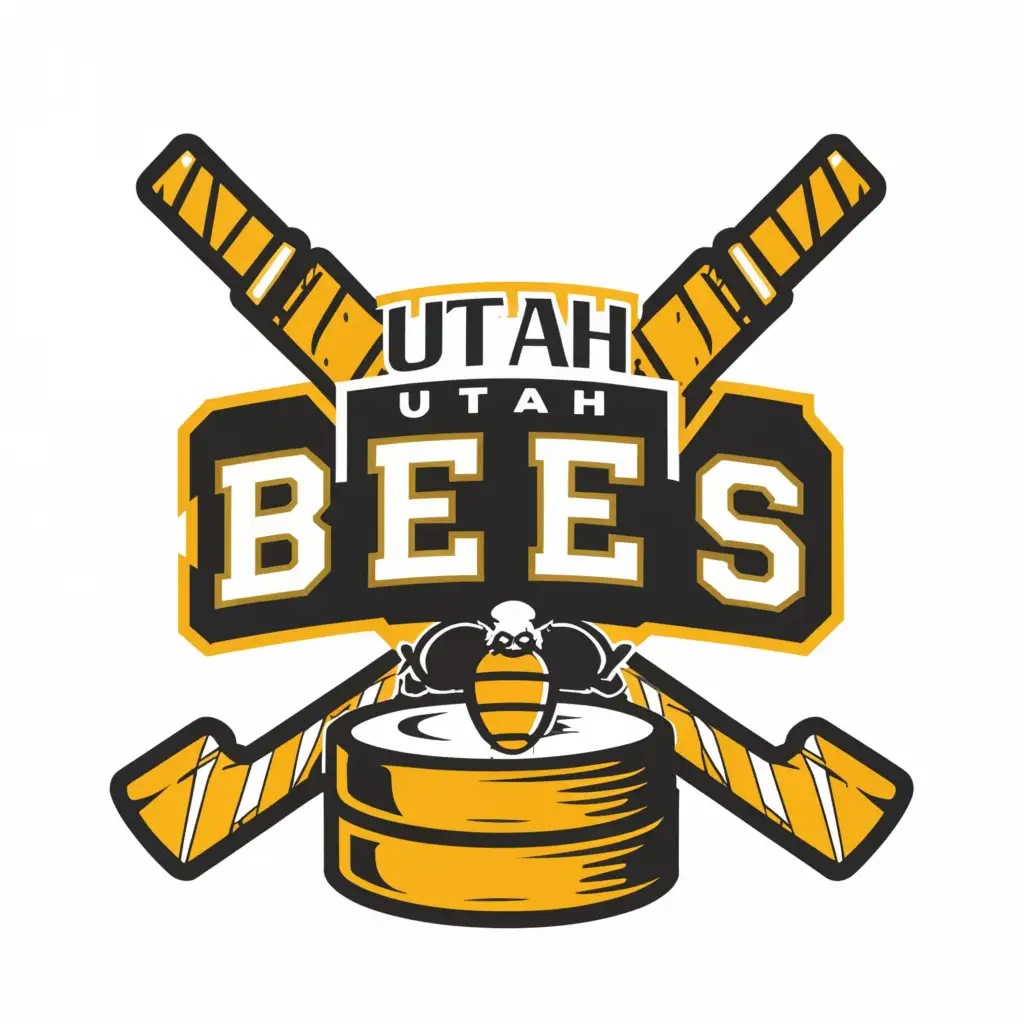 a logo design,with the text "Utah Bees", main symbol:Hockey,Moderate,be used in Sports Fitness industry,clear background