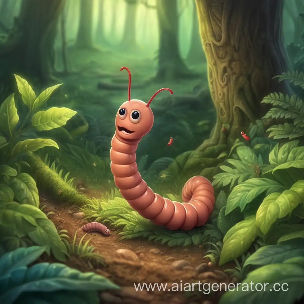 Enchanting-Forest-Encounter-Curious-Worm-Exploration