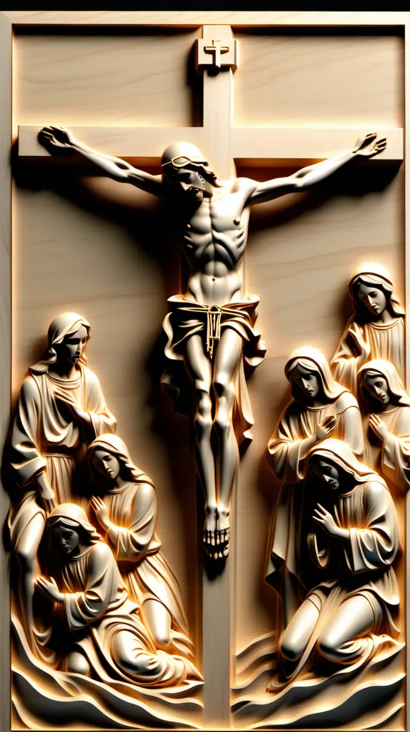 graphic 3D relief crucifixion for laser engraving