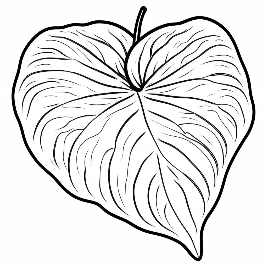 Easy Caladium Coloring Page for Kids Simple and Unshaded