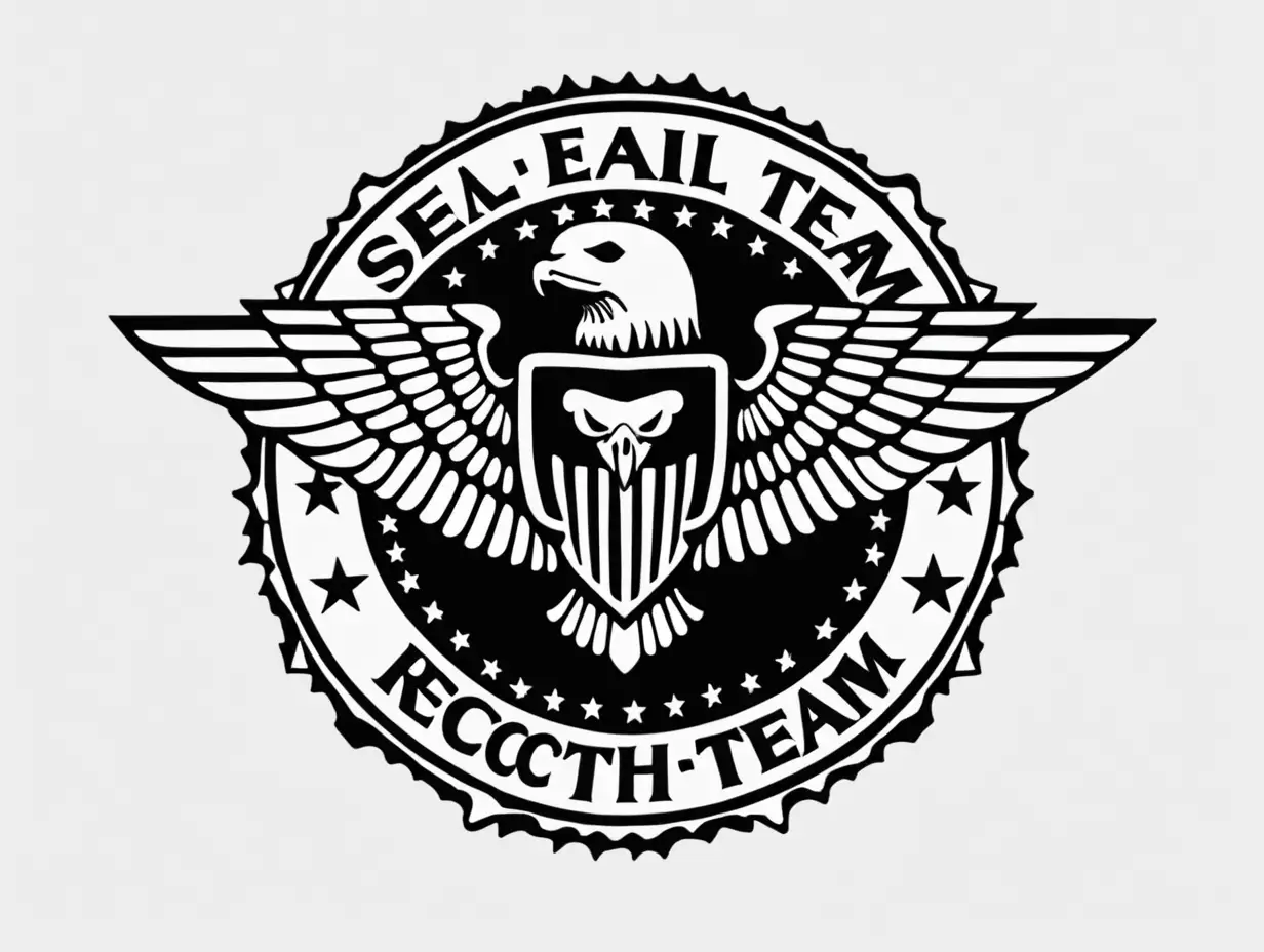 Seal team recruited logo white and black
