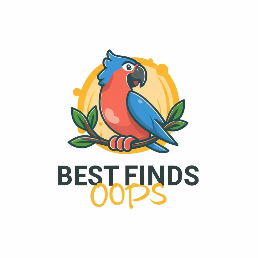 logo, happy parrot, with the text "Best Finds Ops", typography, be used in Internet industry