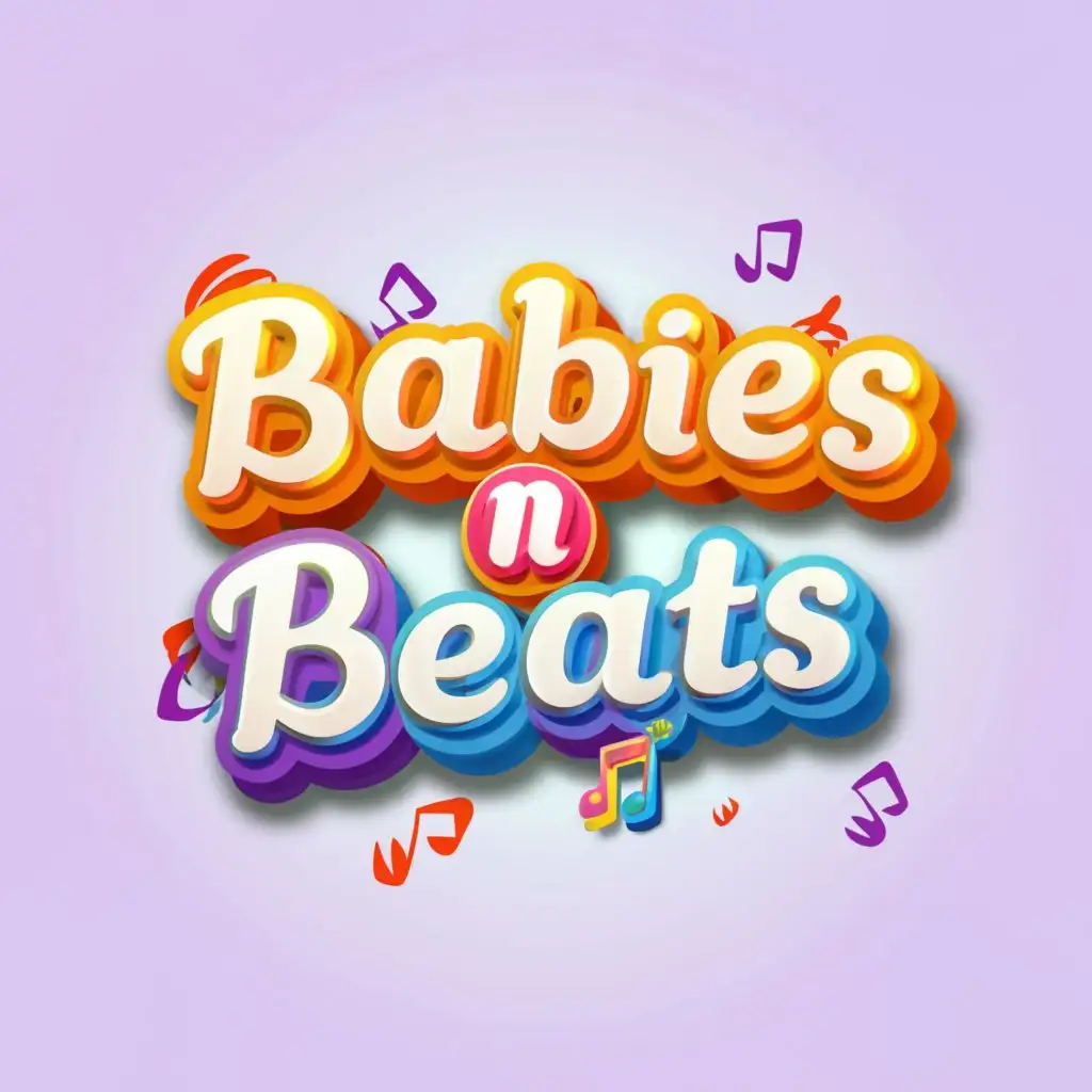 a logo design,with the text "BABIES N BEATS", main symbol:fun colors, 3D text, bubble letters, wide landscape,Moderate,clear background
