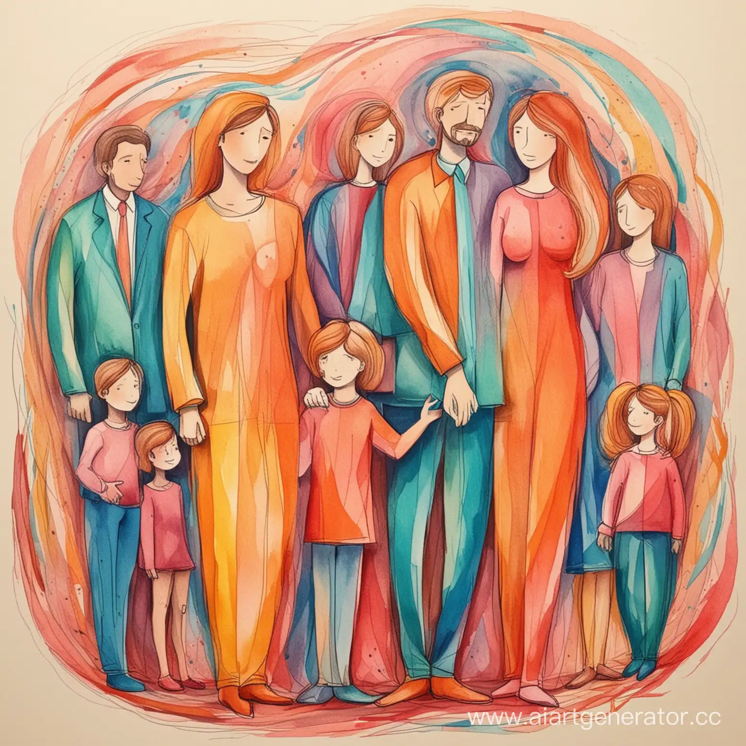 Красивая семья абстракция рисунок много семей приятный цвет
